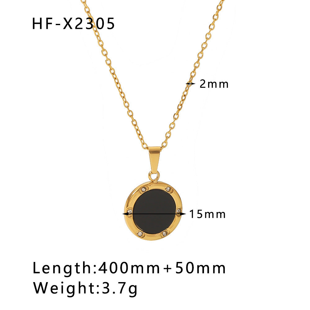 Minimalist Stainless Steel Snake-Eye Bamboo-Shaped Pendant Necklace for Women with 18K Gold Plating and Zircon Inlay
