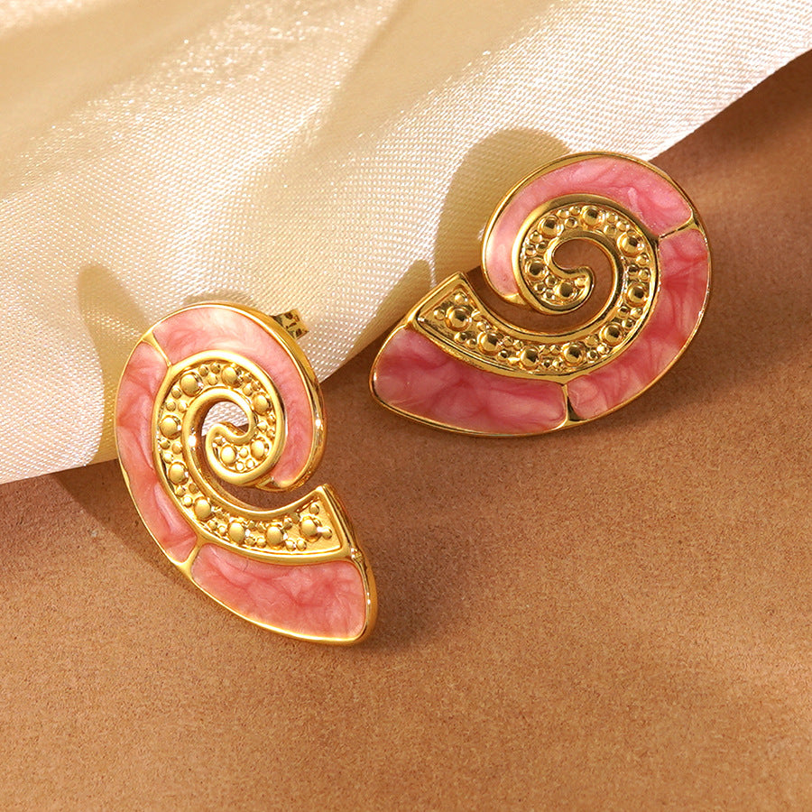 Sweet Colorful Drip Oil Animal Stainless Steel Earrings