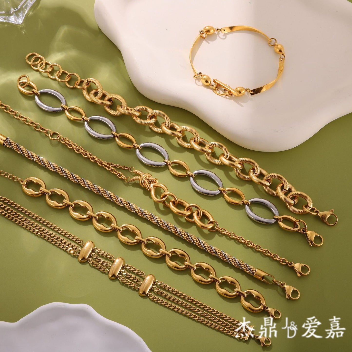 Geometric Plated Stainless Steel Bracelet for Women
