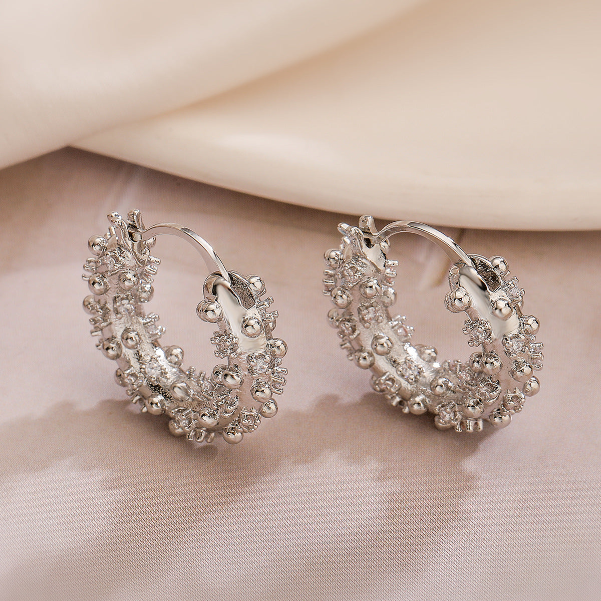 Minimalist Geometric Copper Hoop Earrings with Real Gold Plating and Zircon Inlay for Women