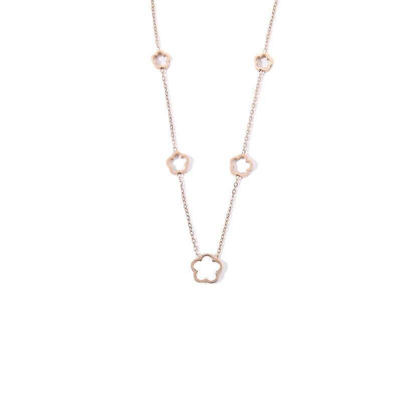 Elegant Floral Titanium Steel Plated Necklace for Women