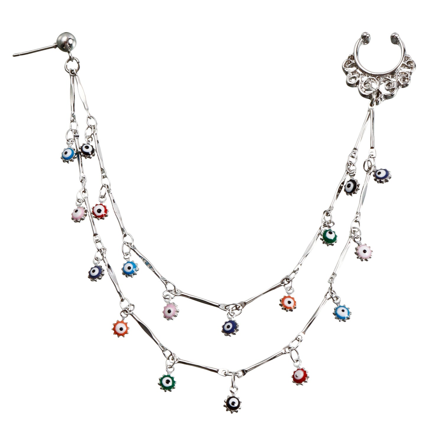 Ethnic Geometric Evil Eye Tassel Nose Ring Plated Alloy Unisex Body Jewelry