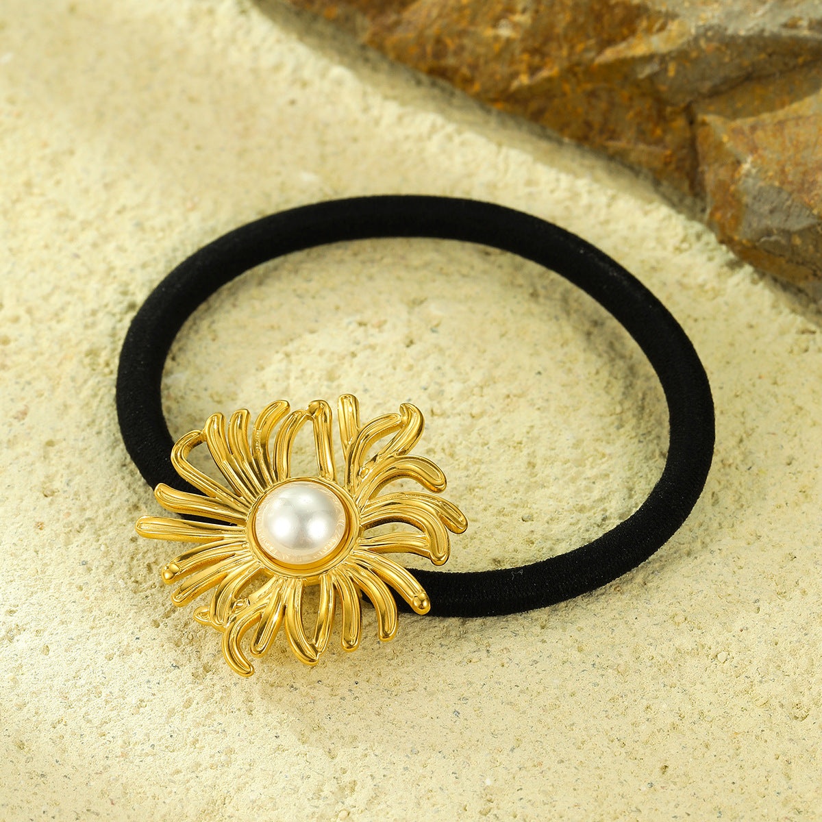 Fermacapelli Vintage in Acciaio Inox a Girasole con Dettagli in Perle per Donna, Accessorio per Capelli alla Moda ad Alta Elasticità