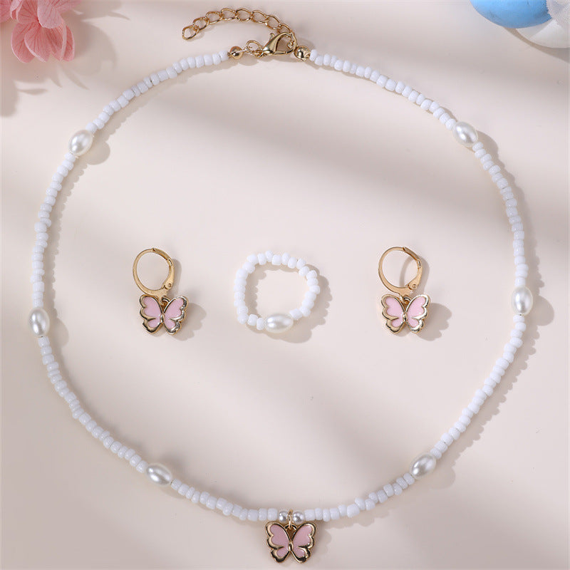 Collar con colgante de corazón de cuentas de cristal hecho a mano, estilo bohemio minimalista para niños