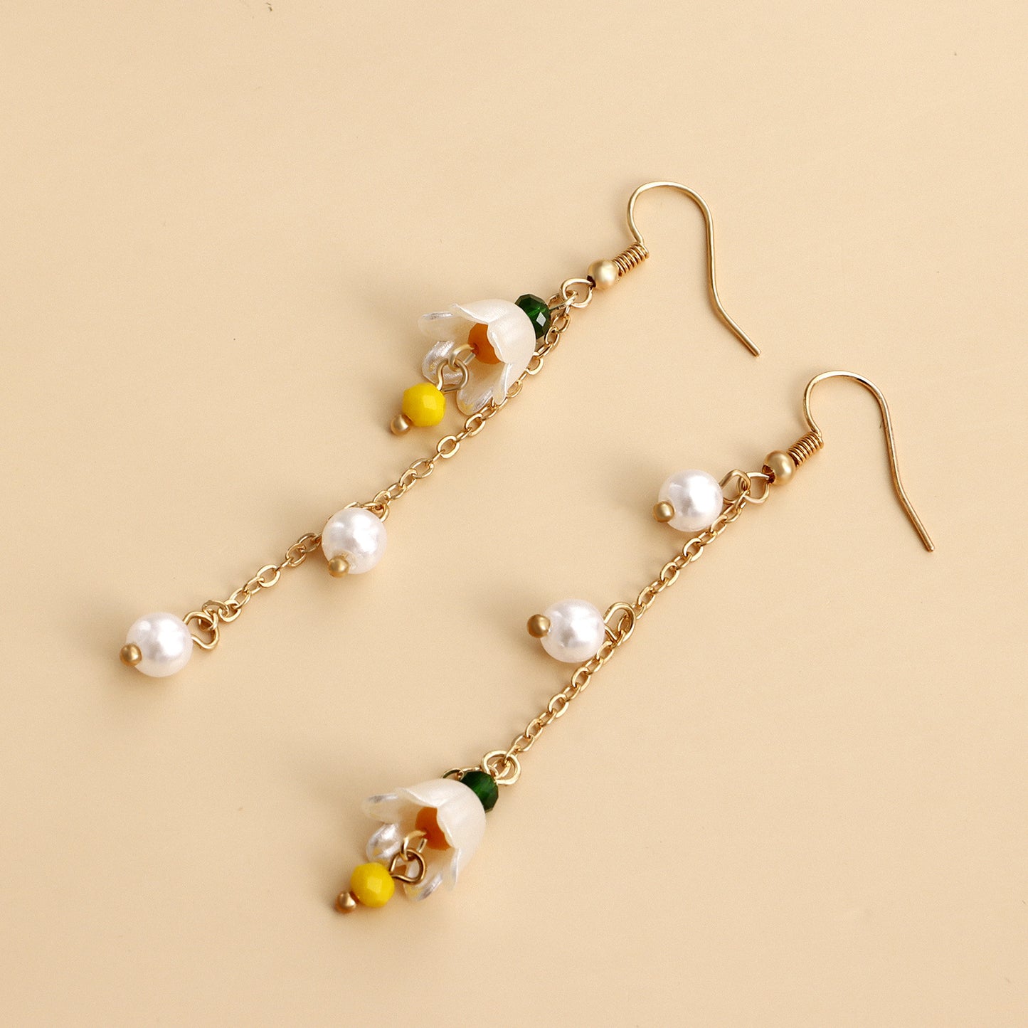 Minimalist Floral Bell-Shaped Alloy Earrings with Plated Finish for Women