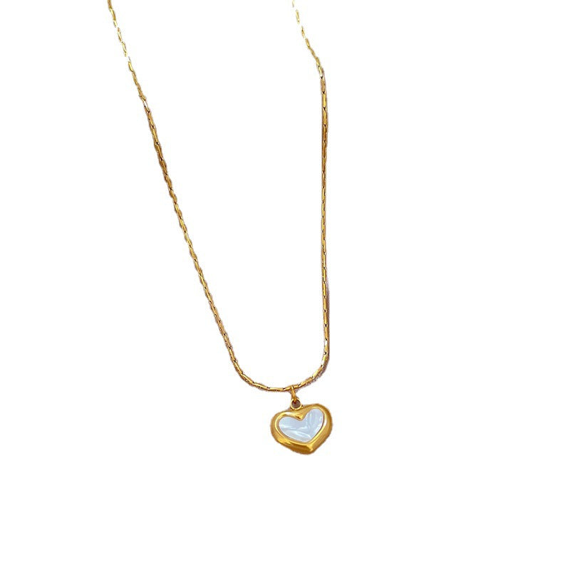 Minimalist Heart Geometric Titanium Steel Collar Necklace for Women