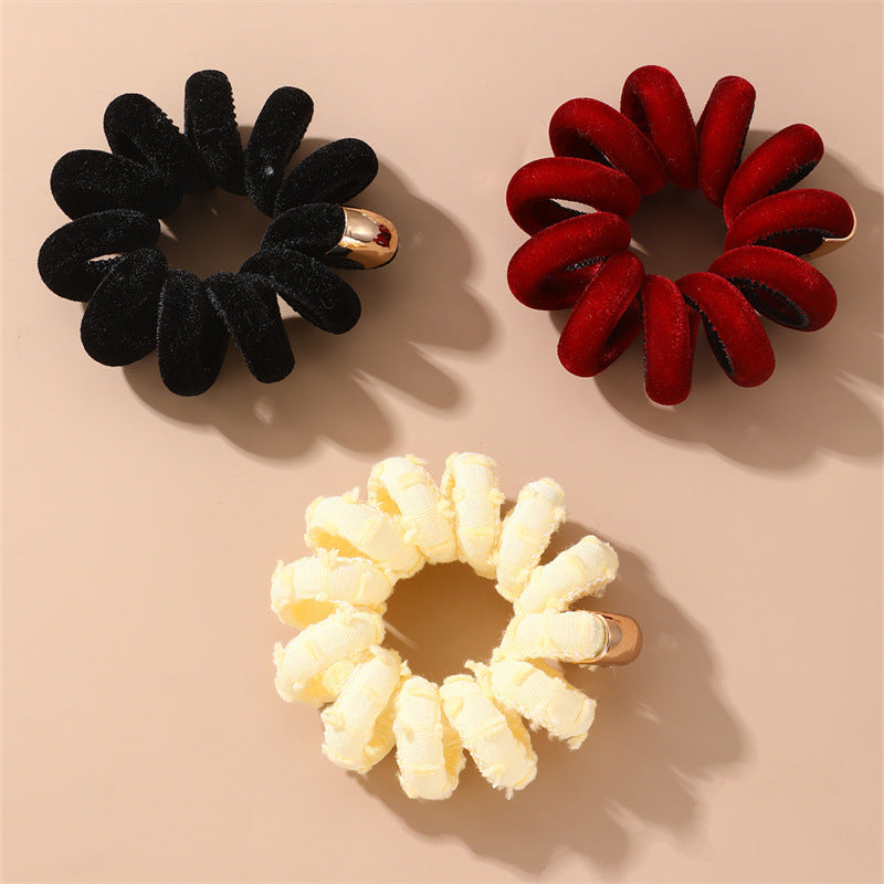 Cuerda de pelo minimalista con estampado de margaritas para niños con textura de punto y forma geométrica