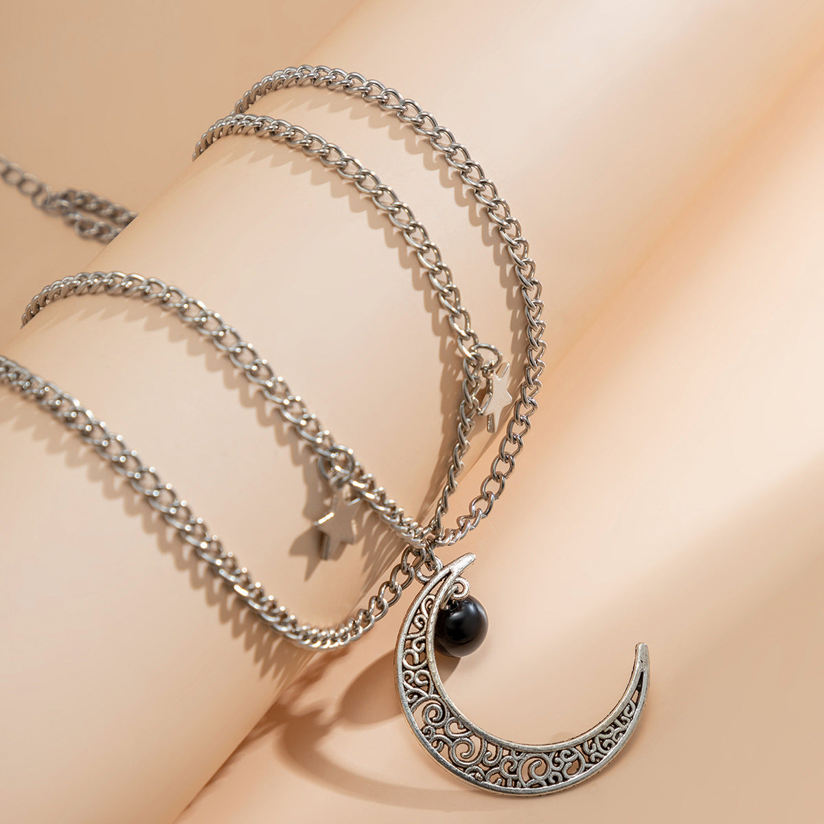 Minimalist Star Acrylic Alloy Plated Rope Chain Necklace with Tassel for Women