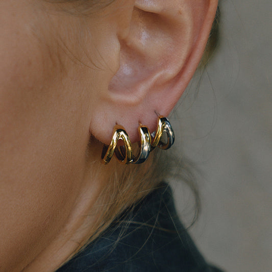 Pendientes de aro geométricos minimalistas de lujo, chapados en oro de 18 quilates, de acero inoxidable para mujer