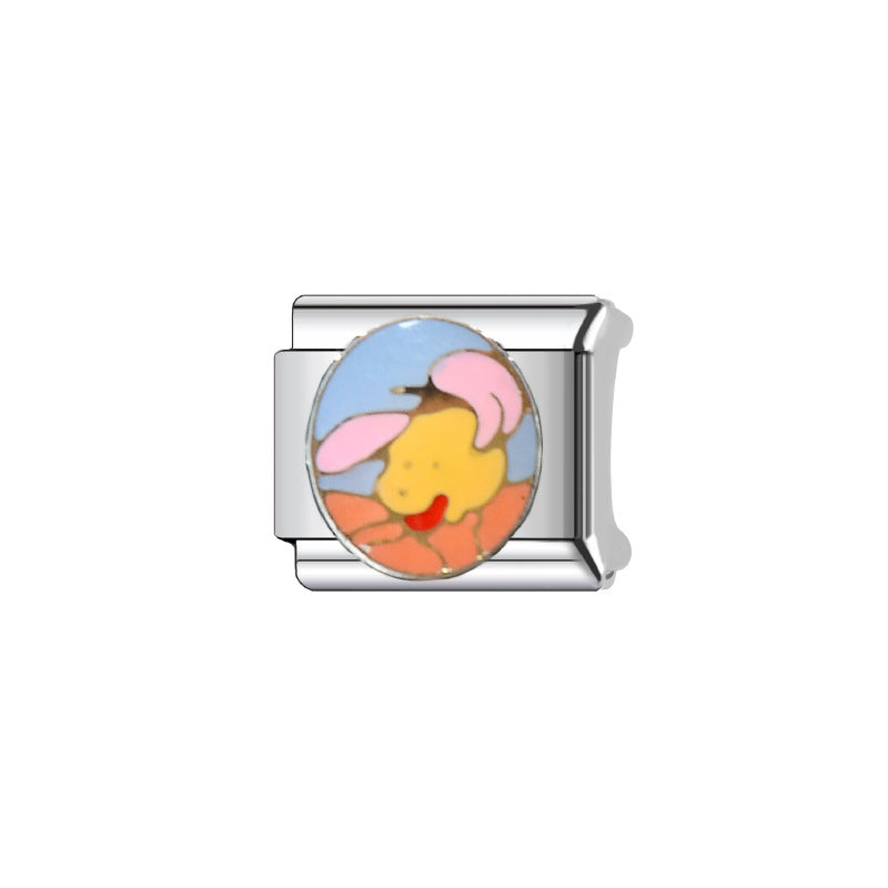 Sweet Cartoon Animal Stainless Steel Plated DIY Charm Bar Bracelet