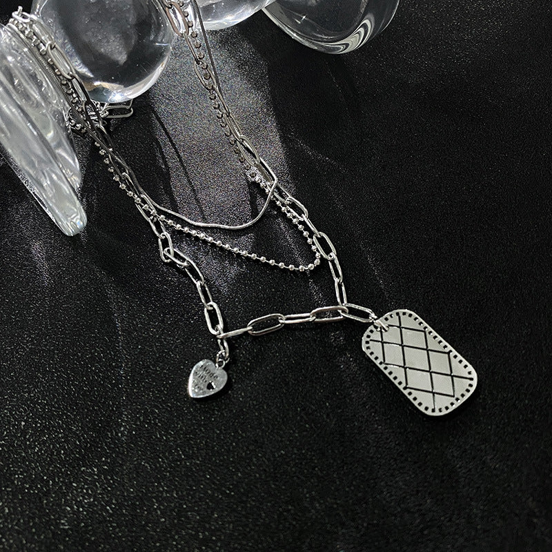 Minimalist Geometric Titanium Steel Necklace with Pearl Cable Chain