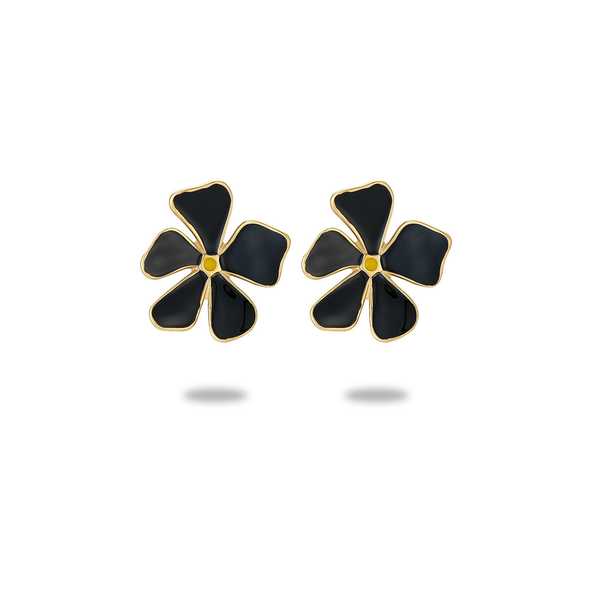 Pendientes de botón de esmalte de acero inoxidable con diseño floral dulce y minimalista para mujer