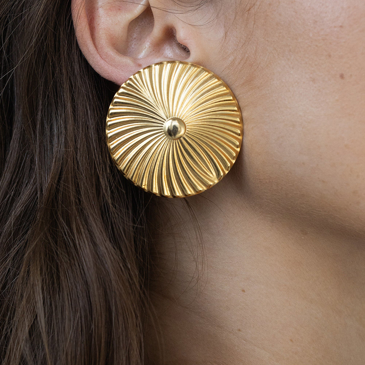 18K Gold Plated Stainless Steel Floral Earrings for Women
