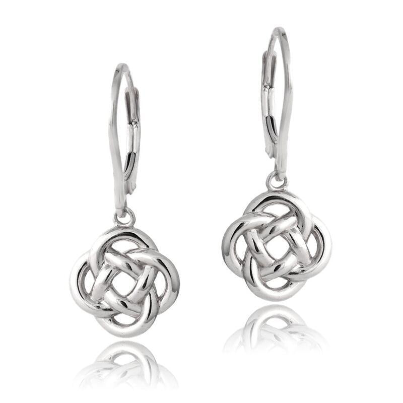 Minimalist Celtic Knot Stainless Steel Drop Earrings with Floral and Geometric Design for Women