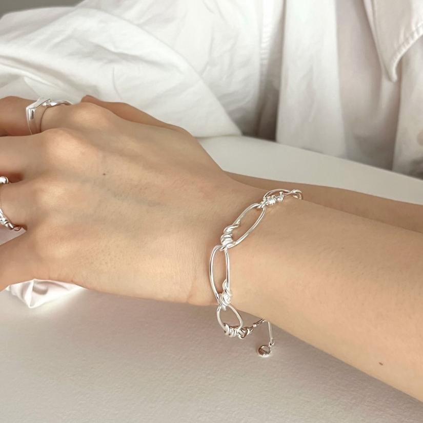 Bracciale da donna placcato in argento sterling S925, minimalista a forma di stella