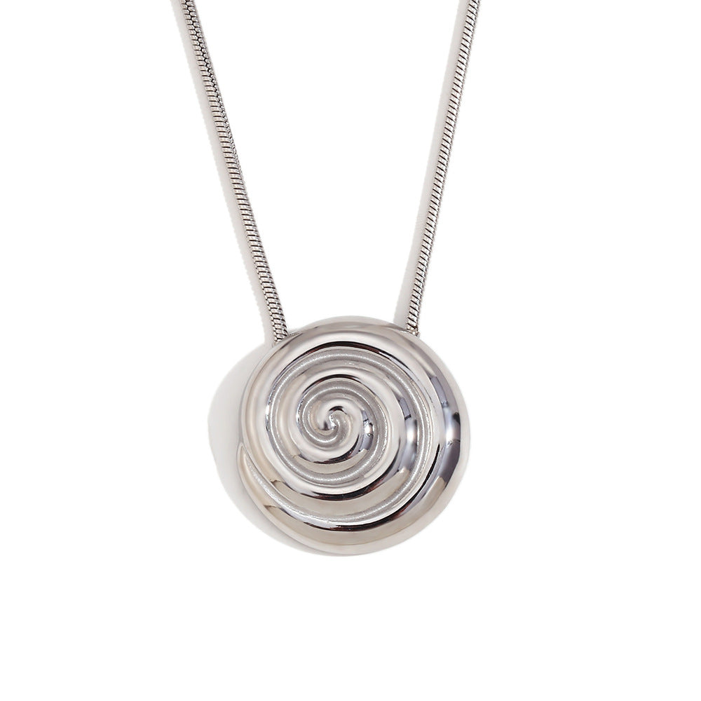 Collar con colgante geométrico de estilo vintage en acero inoxidable con baño de oro de 18 quilates para mujer
