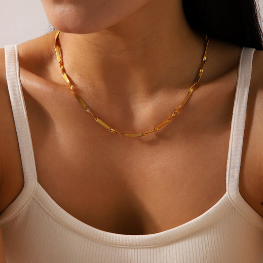 Collana Trendy a Catena Serpentina Geometrica in Acciaio Inossidabile Placcato Oro 18K da Donna