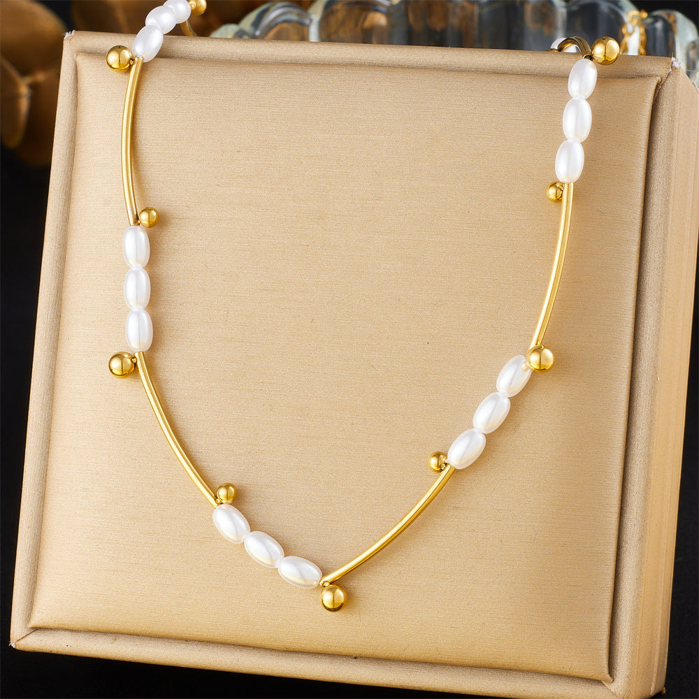 Minimalist Gold Plated Stainless Steel Layered Necklace with Heart Floral and Geometric Pendants