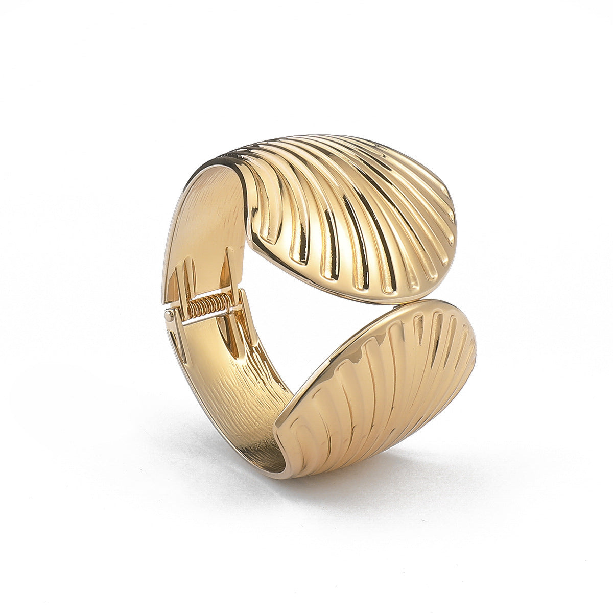 Bracciale rigido geometrico irregolare dolce e grintoso con base in lega galvanizzata, catena a serpente intarsiata di perle, design con apertura elastica