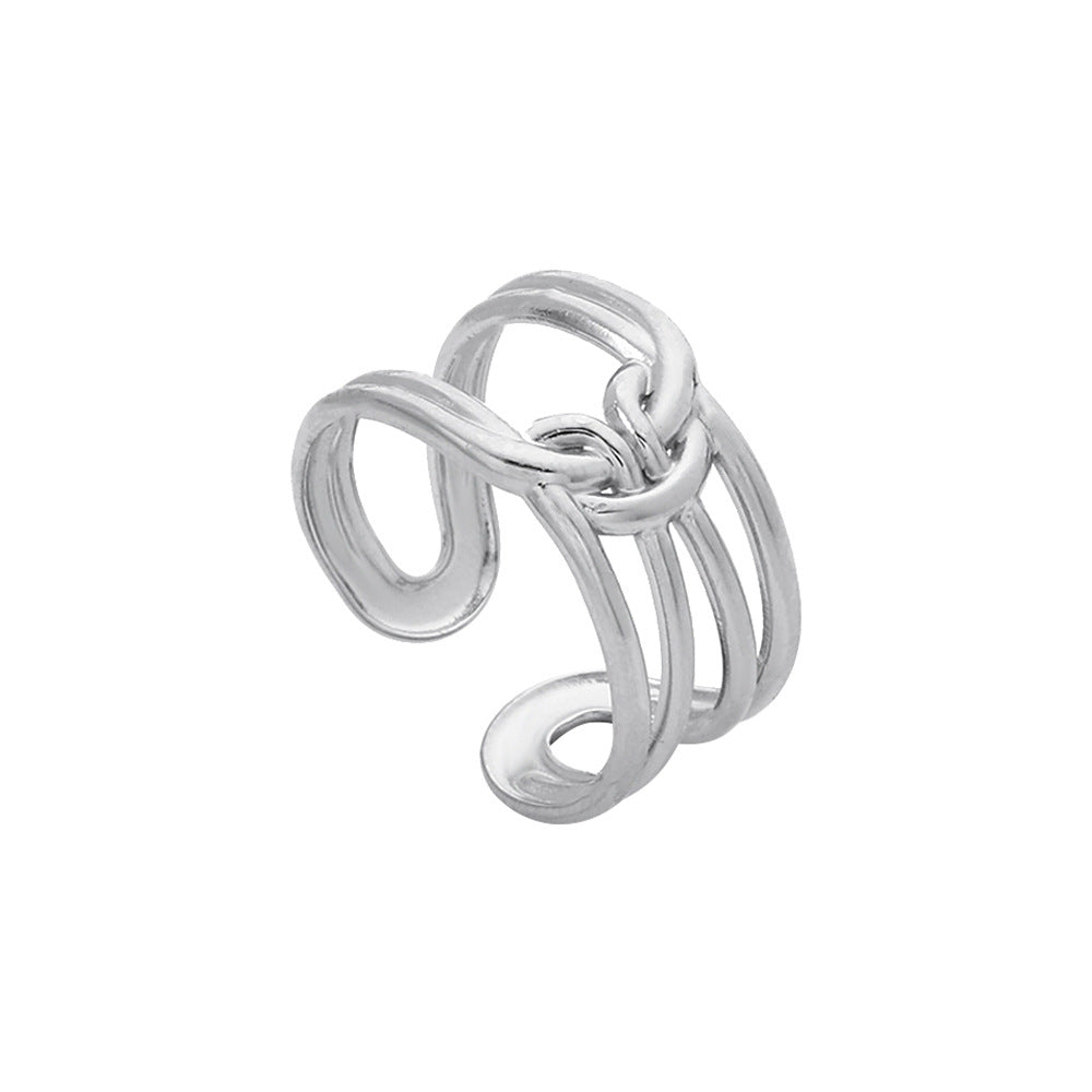 Geometric Heart Plated Titanium Steel Open Ring Unisex
