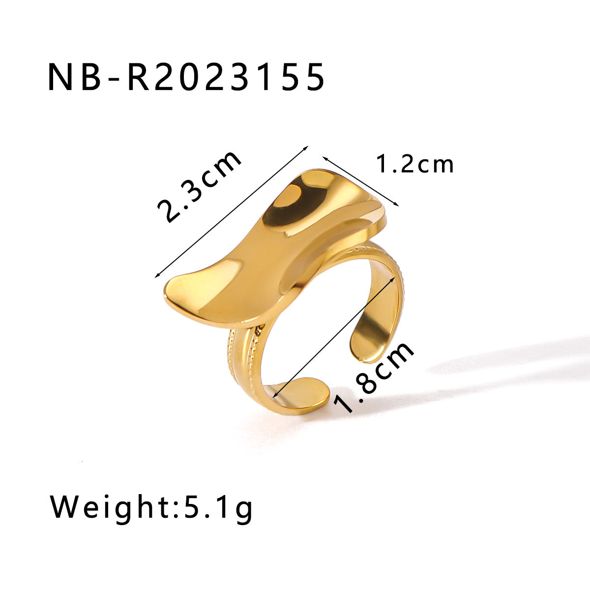 Anello irregolare a forma di cuore, geometrico, traforato, in acciaio inossidabile con finitura placcata sottovuoto in oro 18 carati per uomo e donna