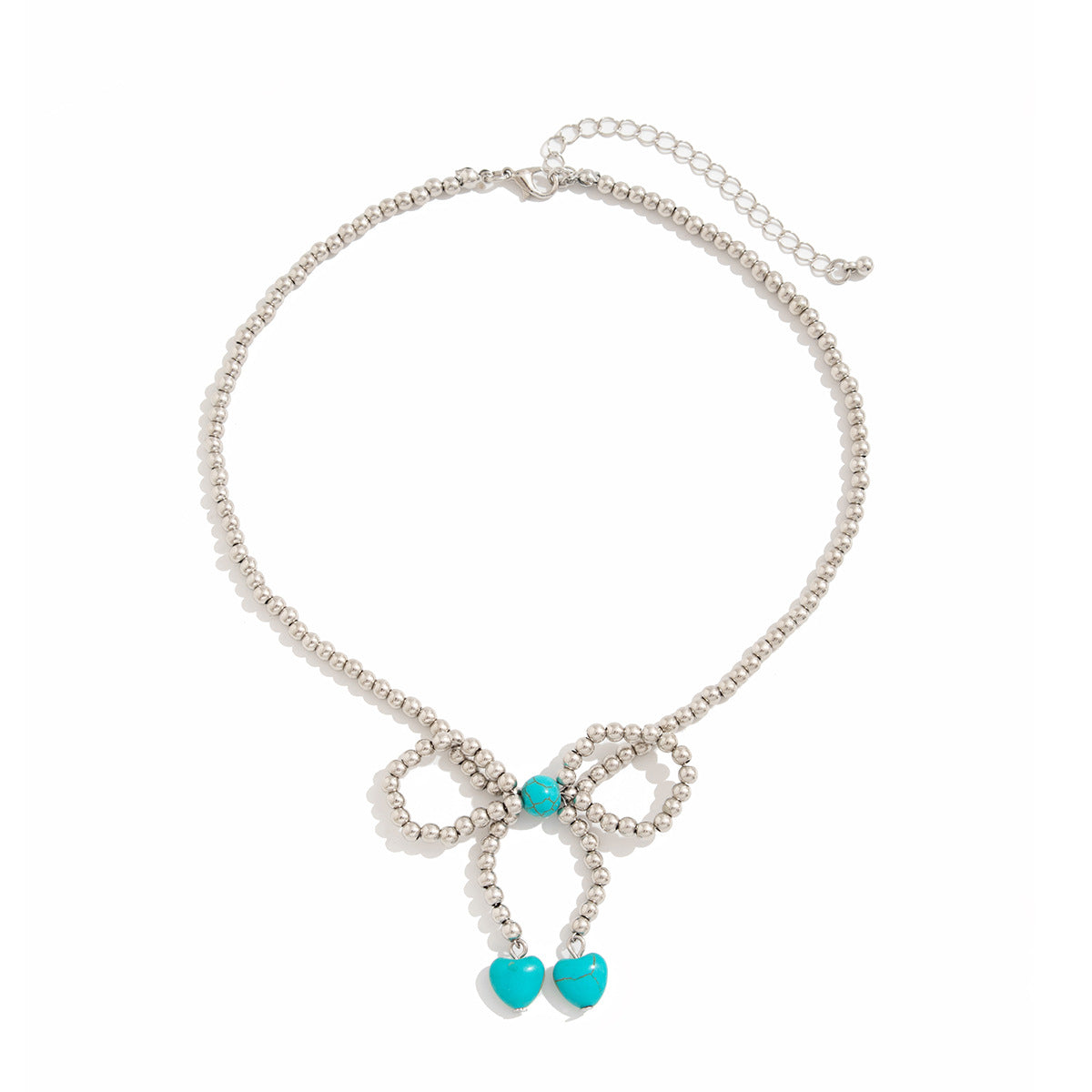 Collar de cadena con lazo vintage y colgante geométrico para mujer, con cadena de clavícula de plástico chapado y resina