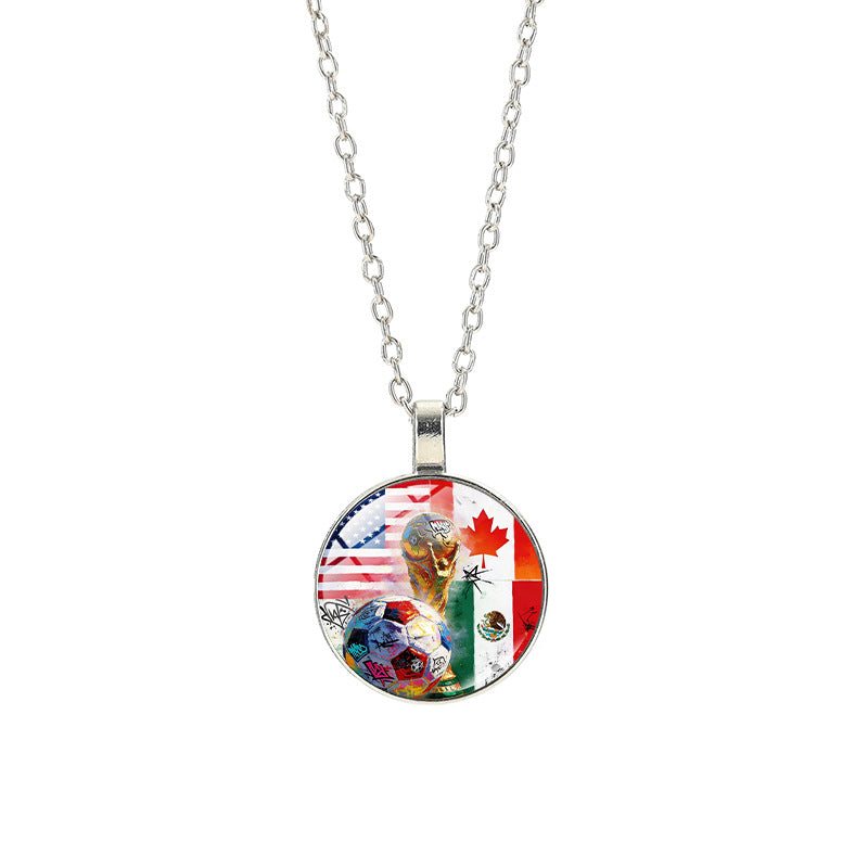 Collana sportiva casual in lega placcata argento con pendente in cristallo unisex