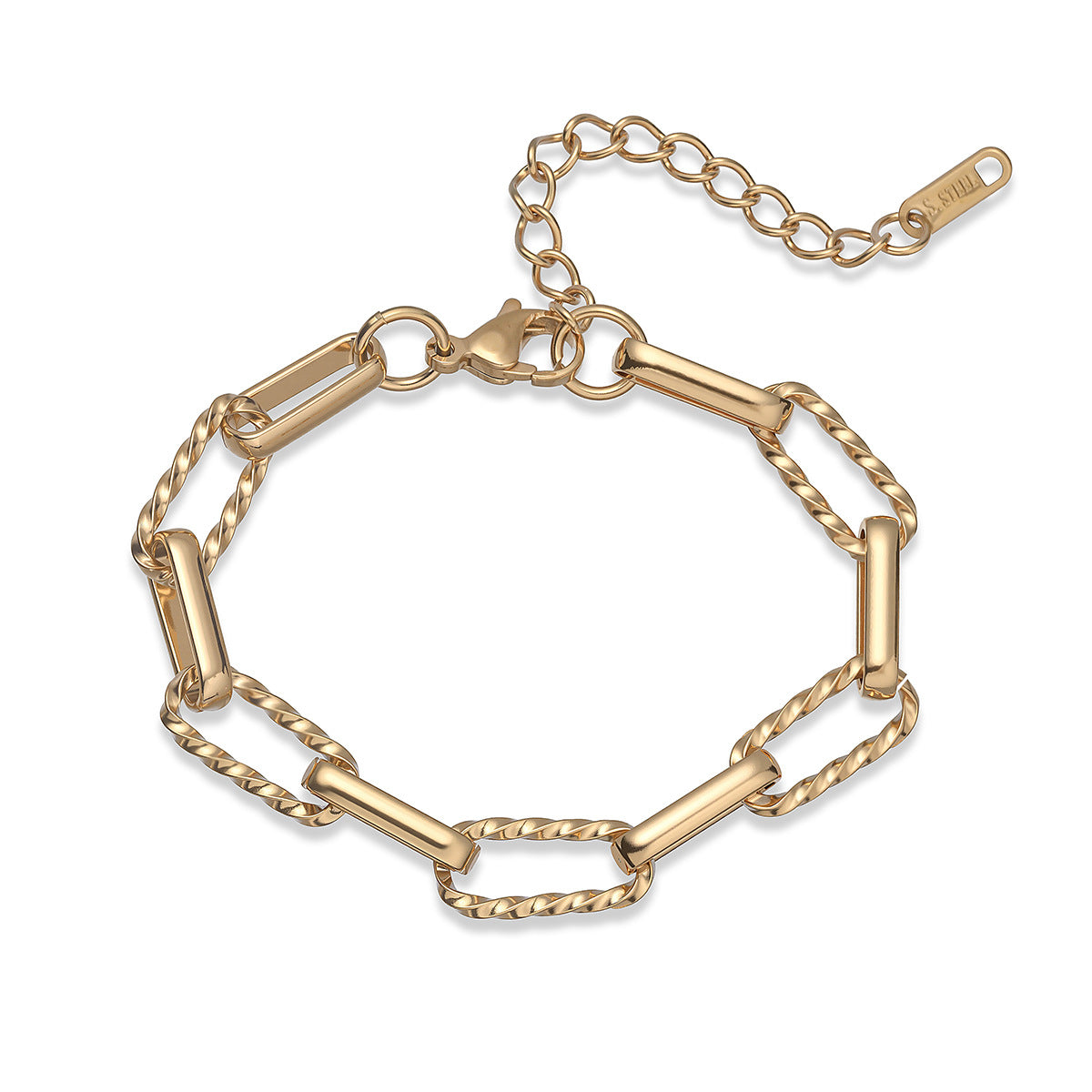 Minimalist 18K Gold Plated Geometric Stainless Steel Bracelet for Women