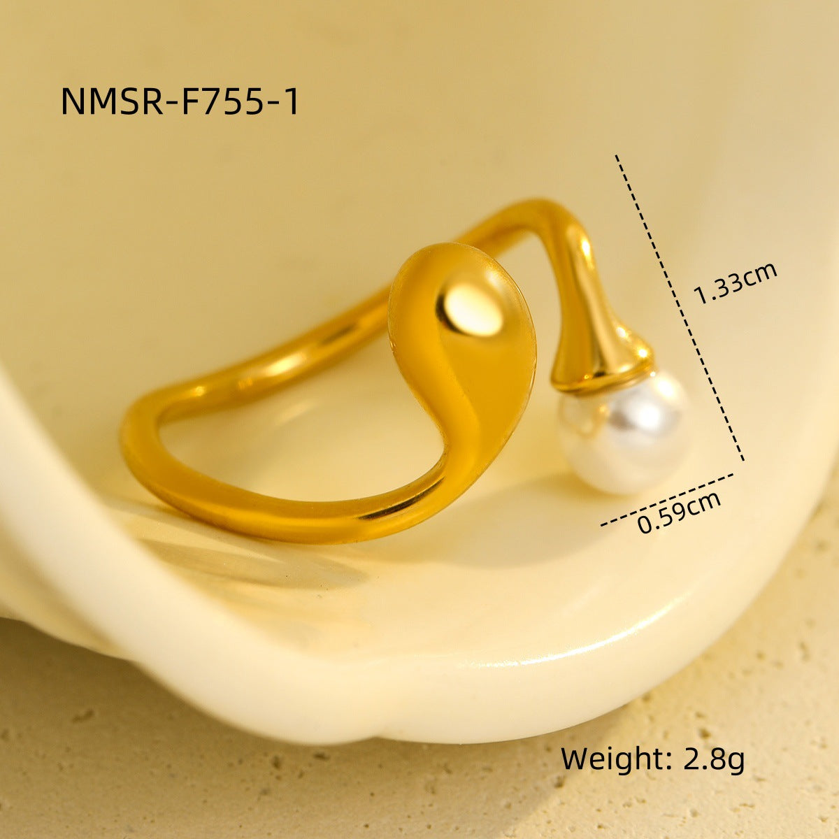 Anello regolabile minimalista geometrico in acciaio al titanio placcato oro da donna