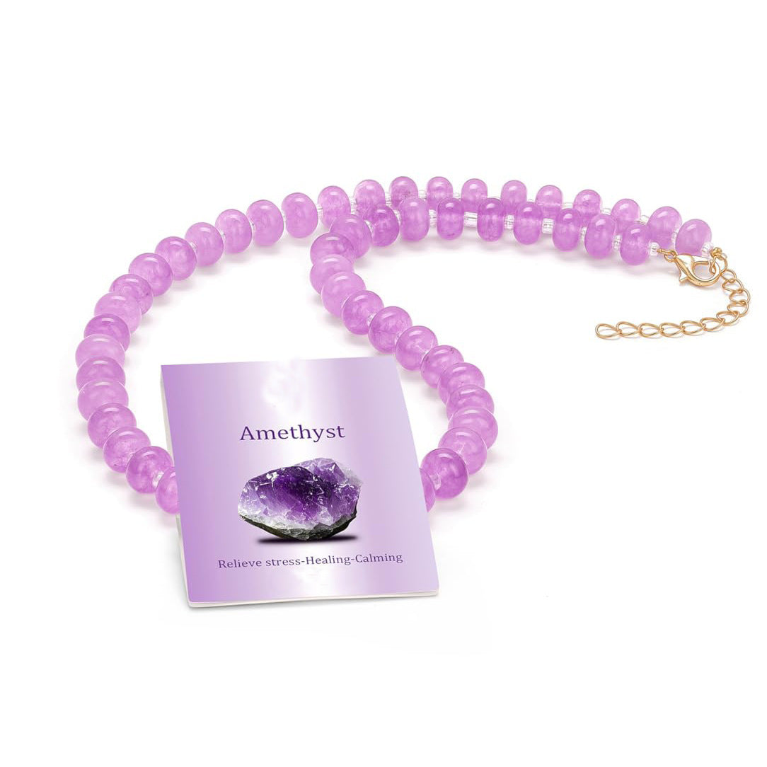 Casual 8mm Round Crystal Beaded Necklace for Women