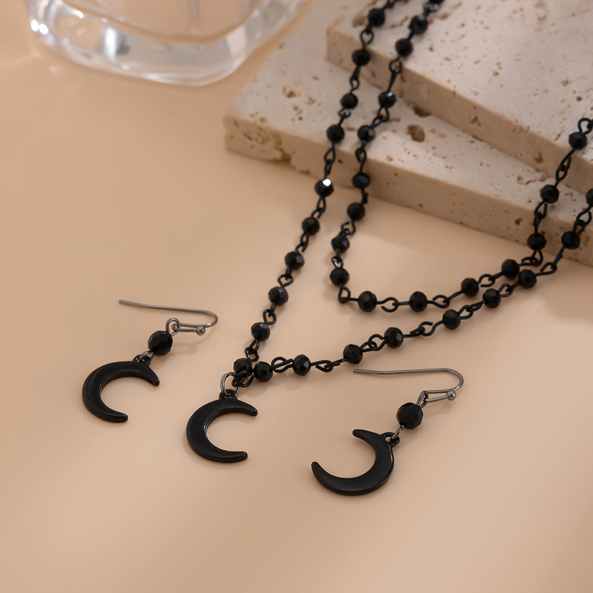 Collar con colgante de aleación con forma de lágrima estilo gótico oscuro y acabado chapado para mujer, cadena de clavícula multicapa
