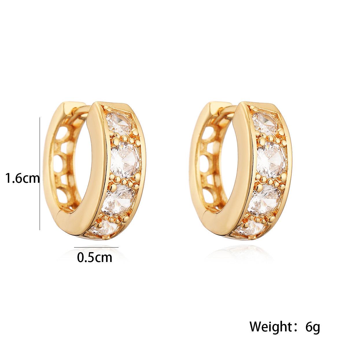 Minimalist Geometric Copper Hoop Earrings with 18K Gold Plating and Micro-Paved Zirconia for Women