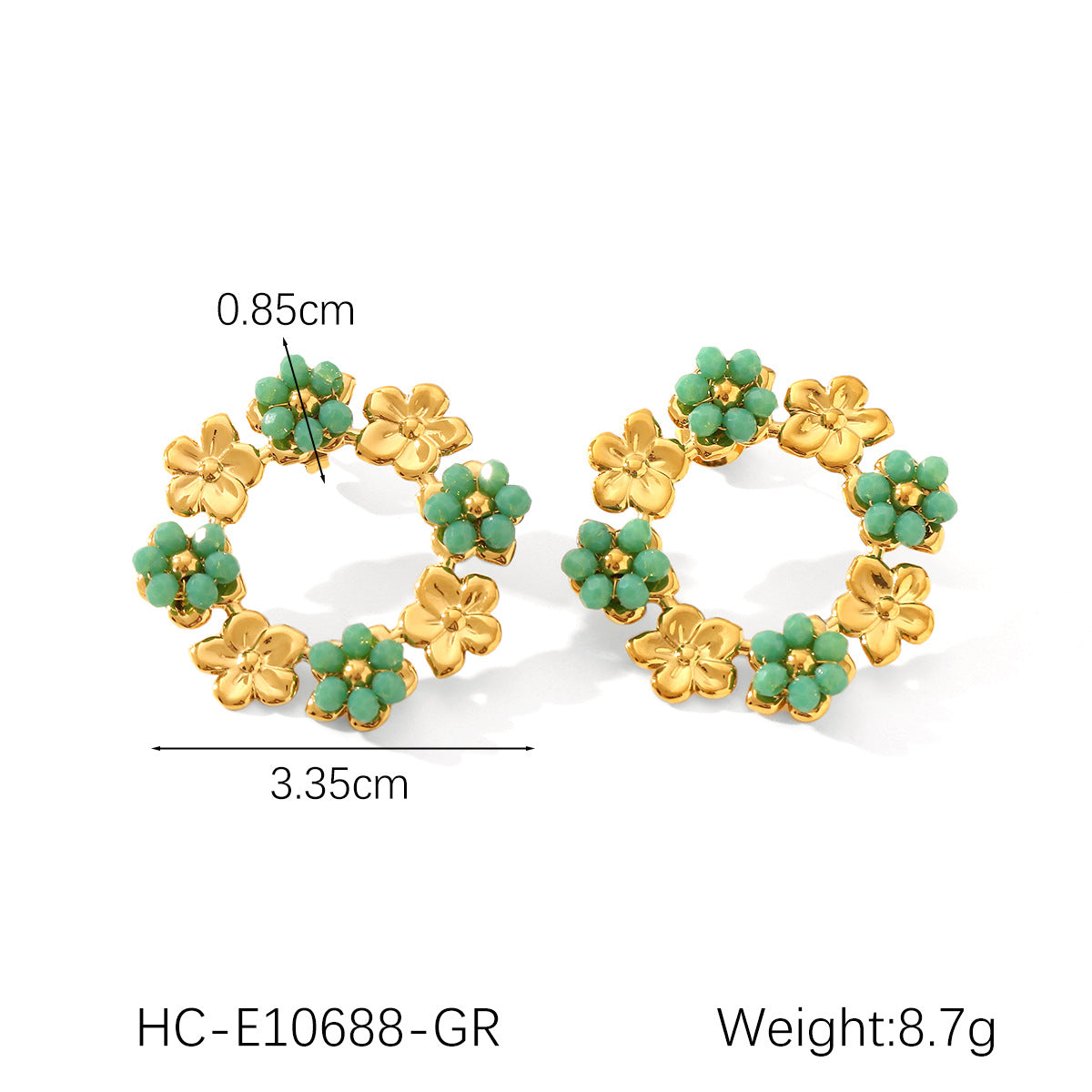 Floral Pearl Stud Earrings with Stainless Steel Hoop and 18K Gold Plating for Women