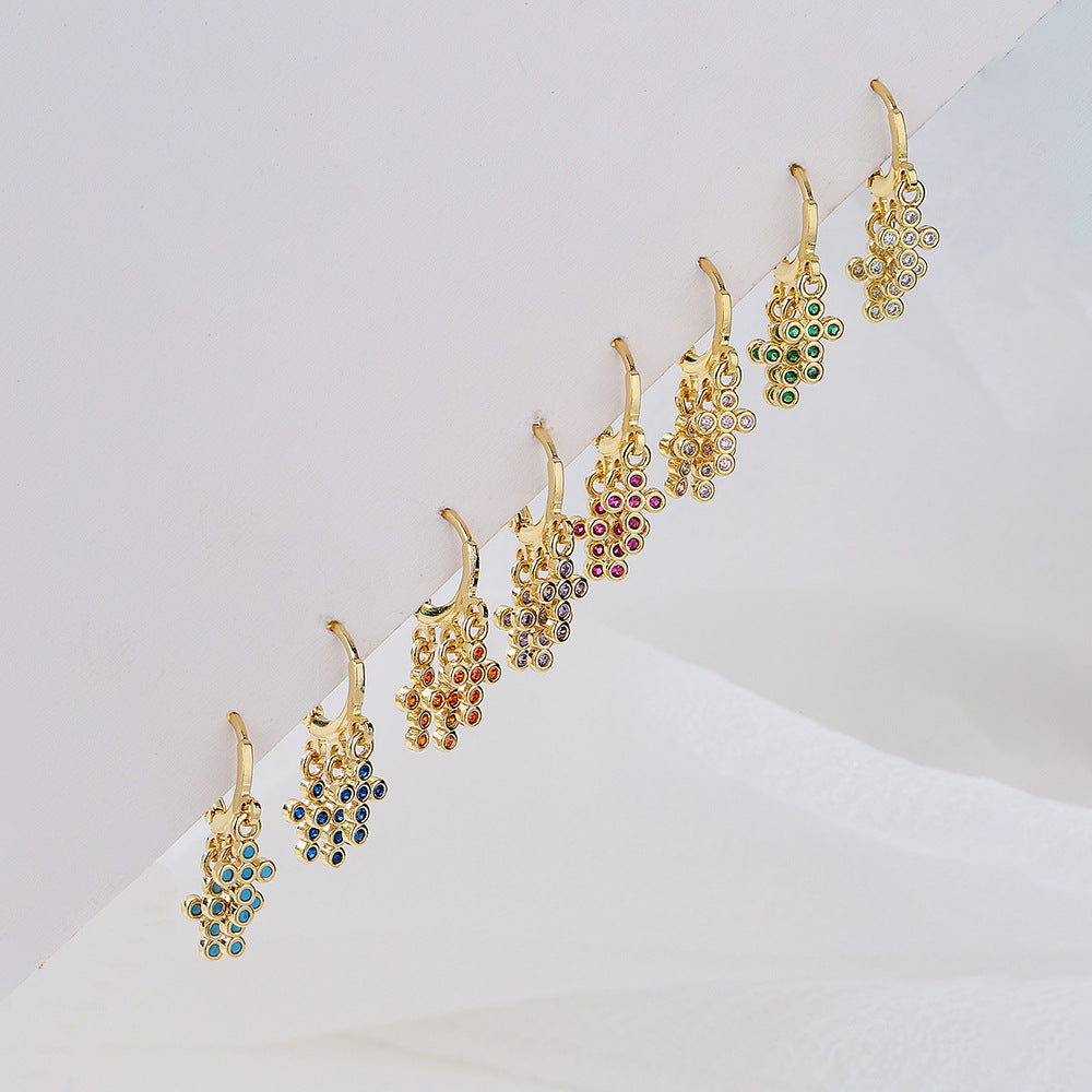 Geometric Pendant Earrings for Women with Copper Base Plated in 18K Gold and Micro-Pave Zirconia