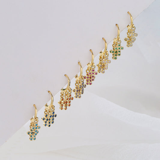 Pendientes colgantes geométricos para mujer con base de cobre bañada en oro de 18 quilates y circonitas micropavé