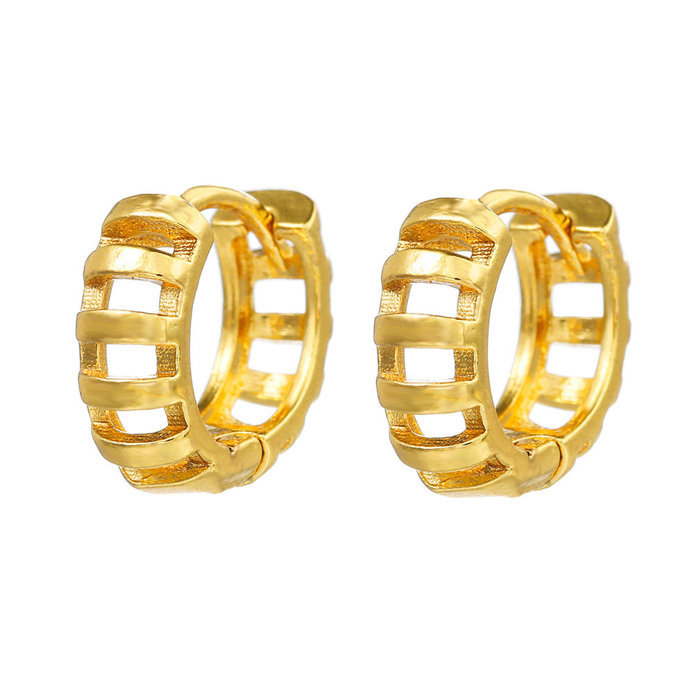 Minimalist Round Geometric Brass Plated Earrings
