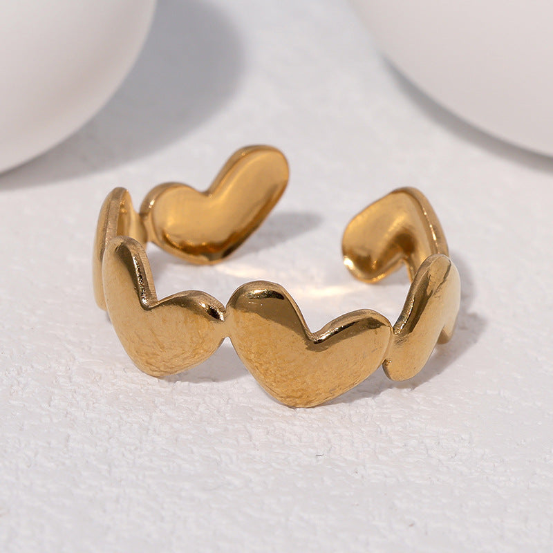 Anello Aperto Geometrico Minimalista Gioielli Moda da Donna in Acciaio Inossidabile Placcato Oro 18K