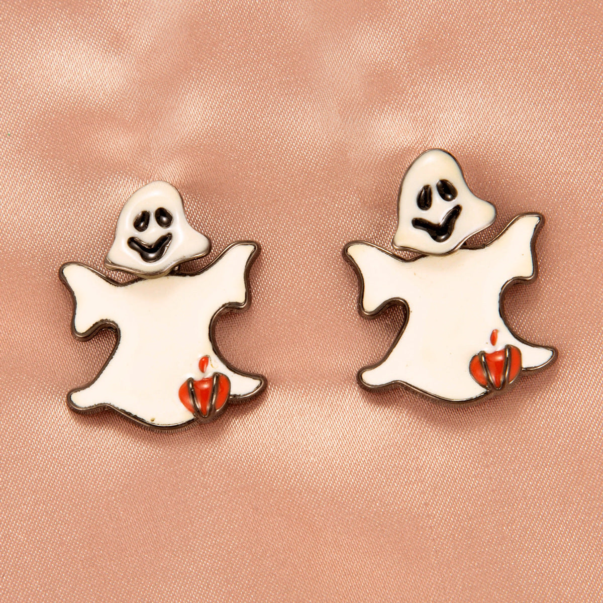 Pendientes de Araña y Calavera con Temática de Halloween y Motivo de Calabaza en Aleación con Acabado Chapado en Oro para Uso Unisex