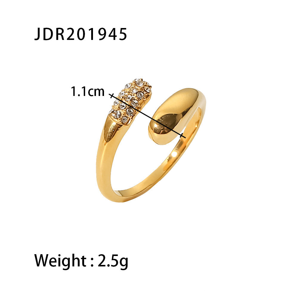 Anillo de acero inoxidable geométrico irregular para mujer con diseño de apertura ajustable, anillo de moda estilo Hip Hop