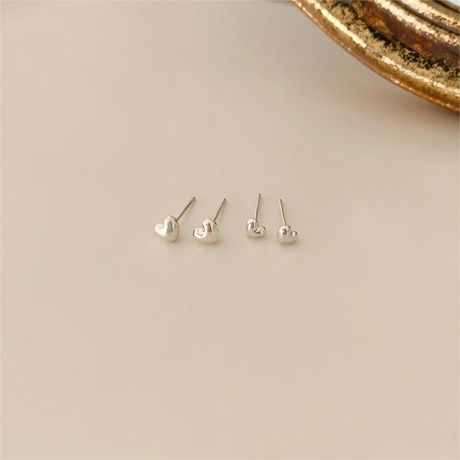 Orecchini a perno da donna a forma di cuore, minimalisti, in argento sterling 925 con opzione placcatura oro