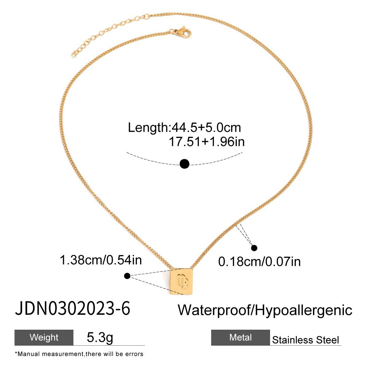 Minimalist Elegant Geometric Square Stainless Steel Plated Necklace for Women