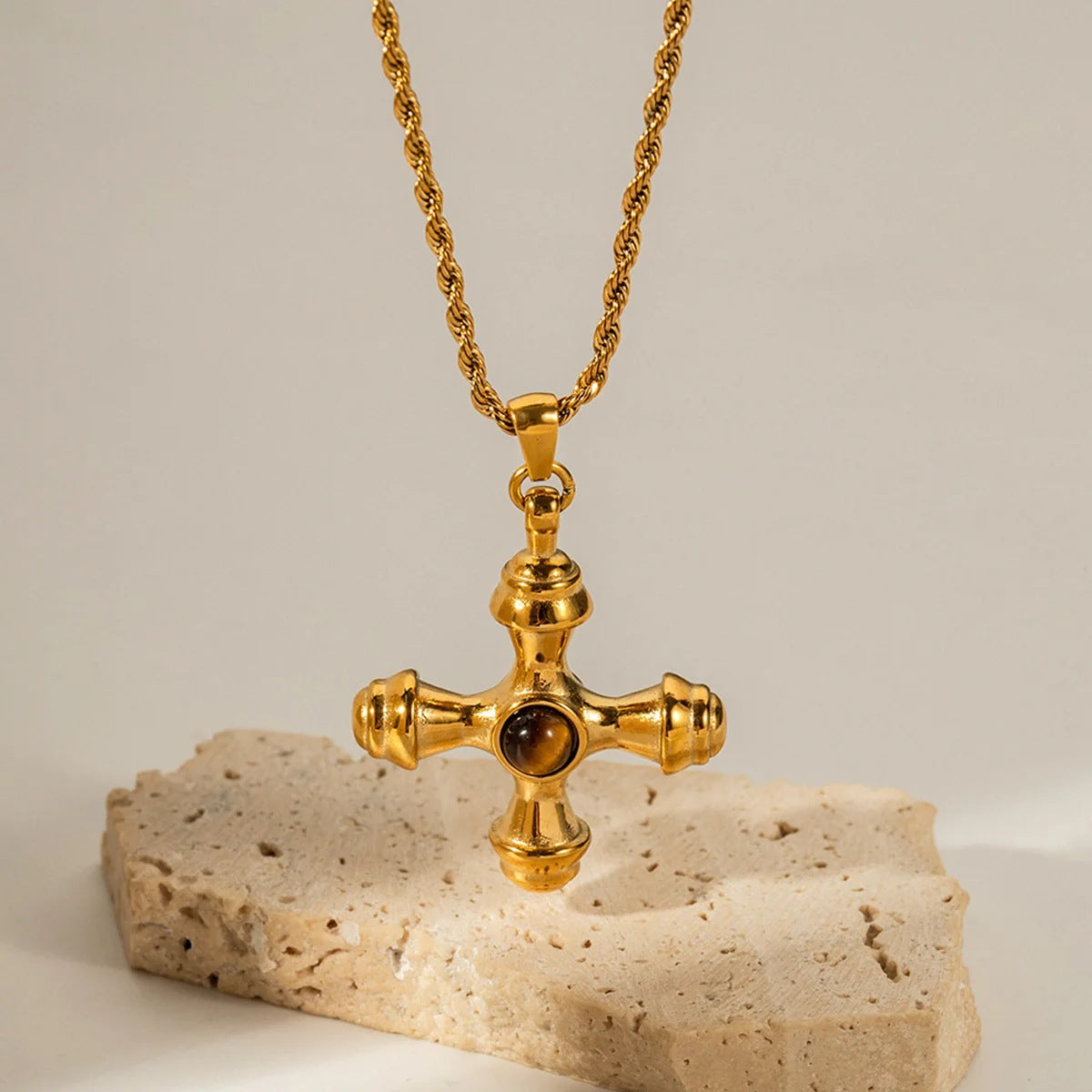 Collana Pendente a Croce Geometrica Stile Palazzo Vintage da Donna con Costruzione in Lega e Finitura Elettroplaccata