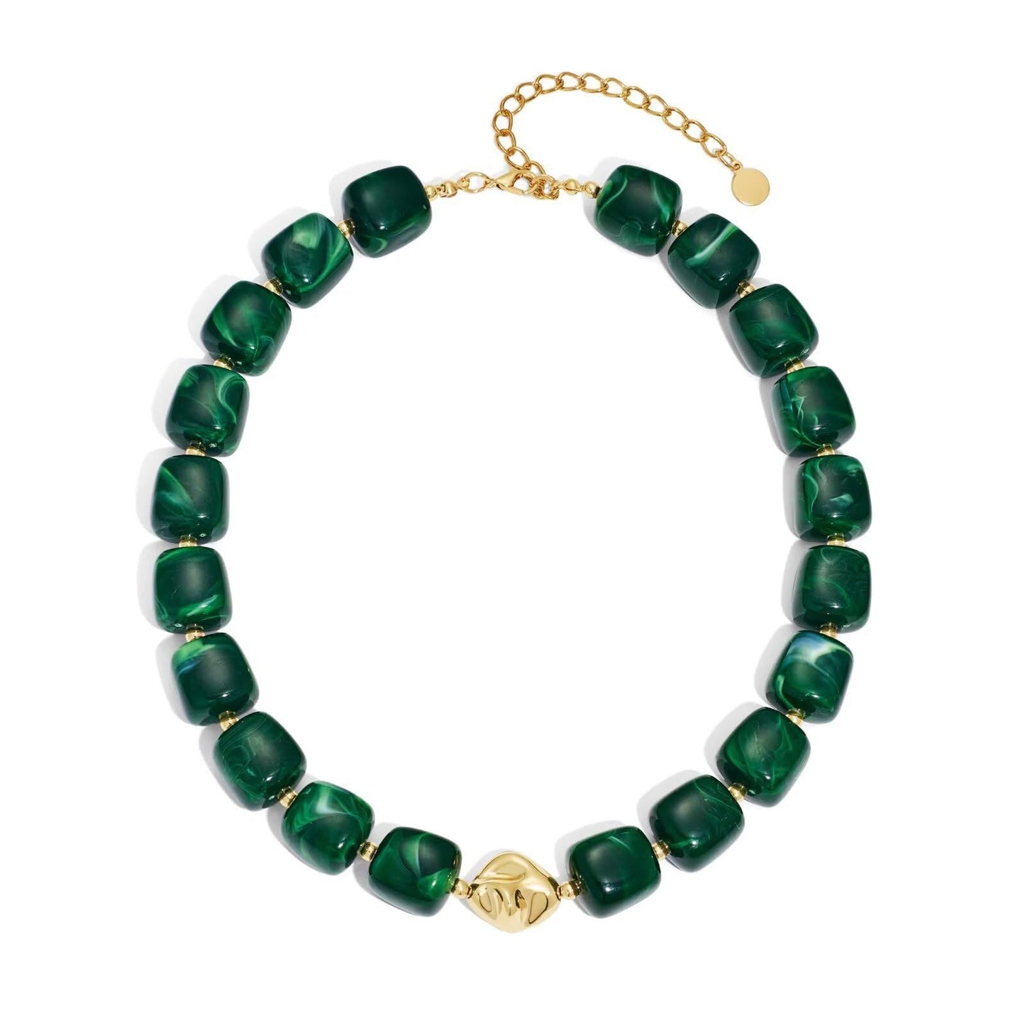 Luxury Geometric Resin Pendant Acrylic Ball Chain Necklace for Women