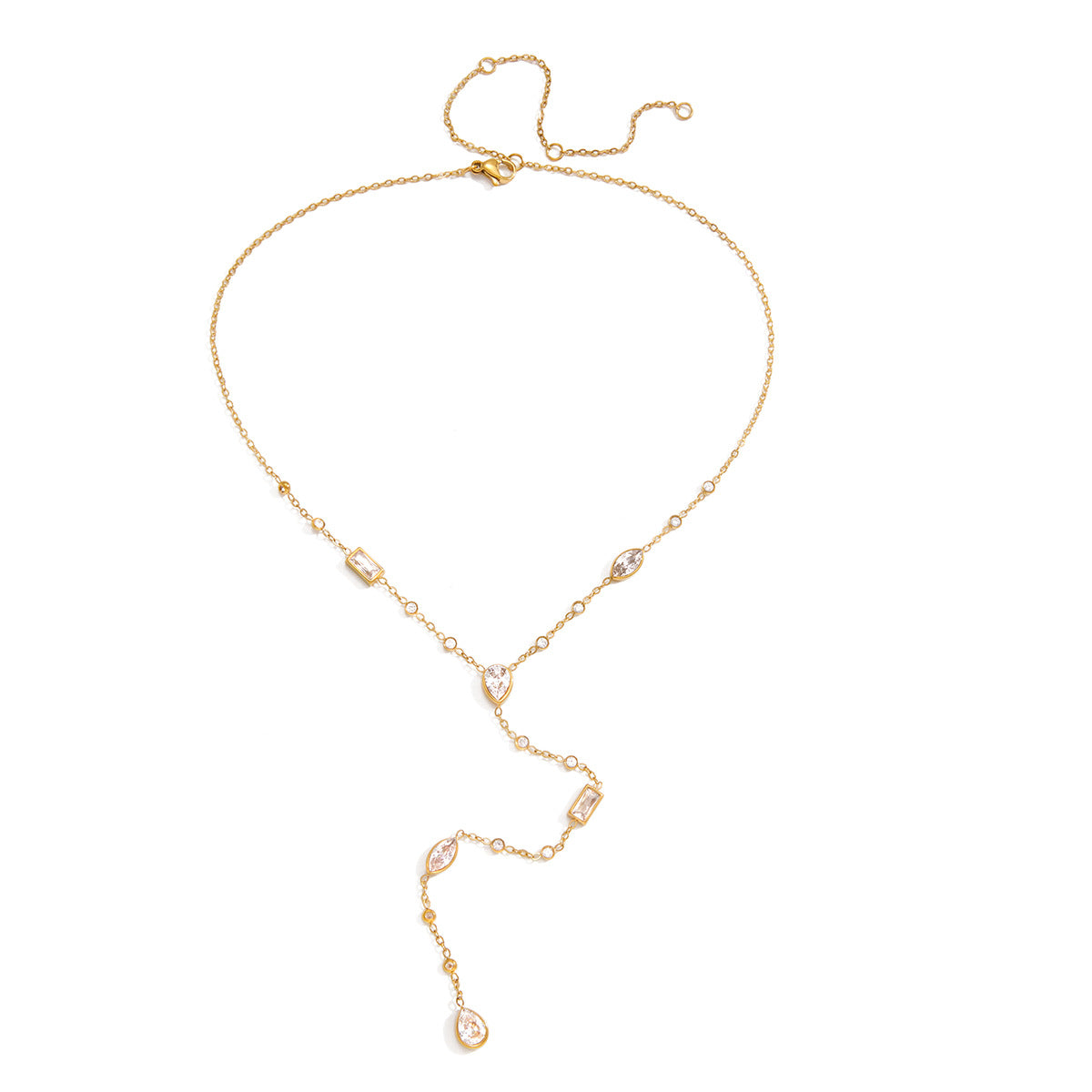 Minimalist Geometric Stainless Steel PVD Plated Cubic Zirconia Necklace for Women