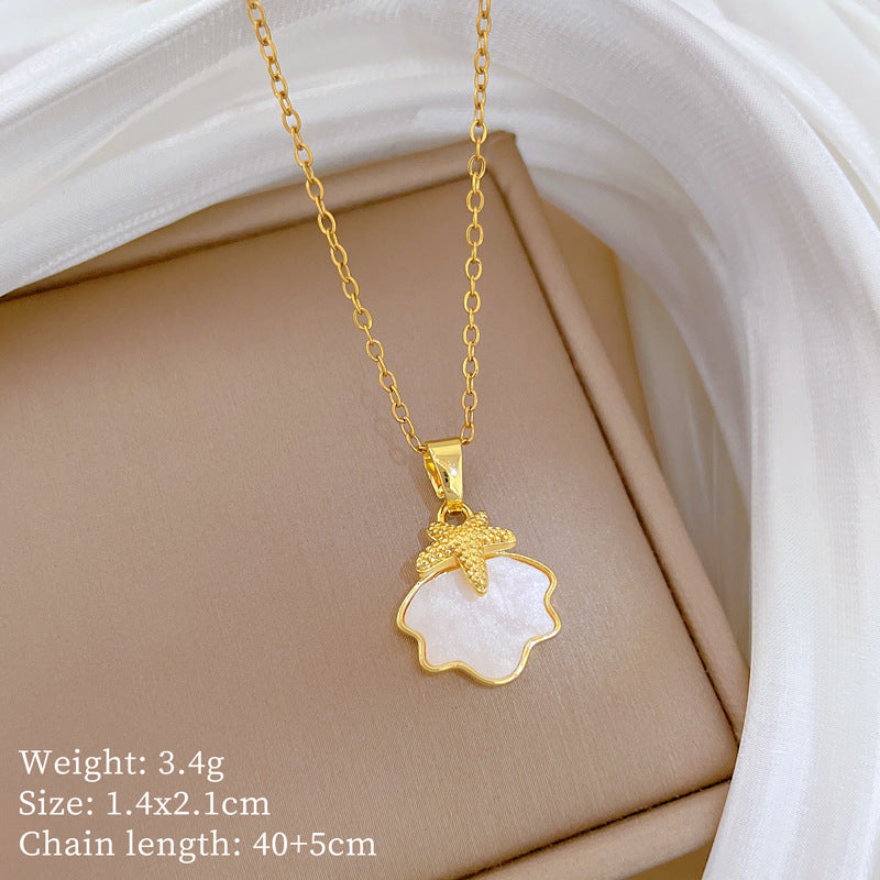 Sweet Minimalist Animal Shape Micro-Inlaid Cubic Zirconia Brass Pendant Titanium Steel Necklace for Unisex