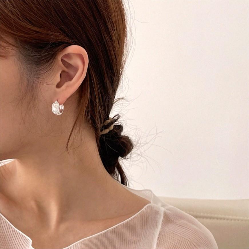 Pendientes de letras con corte cuadrado geométrico de plata de ley 925, estilo coreano minimalista con acabado chapado