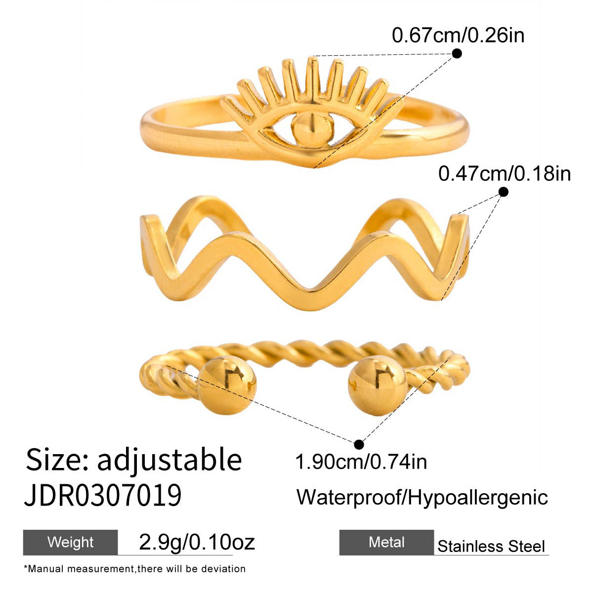 Anello da donna in acciaio al titanio con occhio di demone geometrico, placcato, gioiello di moda in acciaio inossidabile ipoallergenico