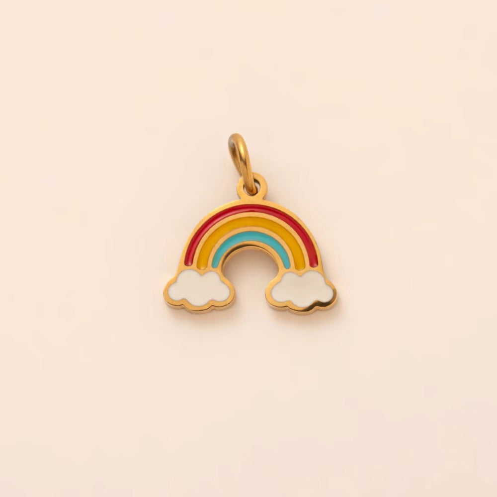 Ciondolo Bar Vintage in Acciaio Inossidabile Placcato Oro 18K con Motivo Geometrico Sole, Luna e Stella