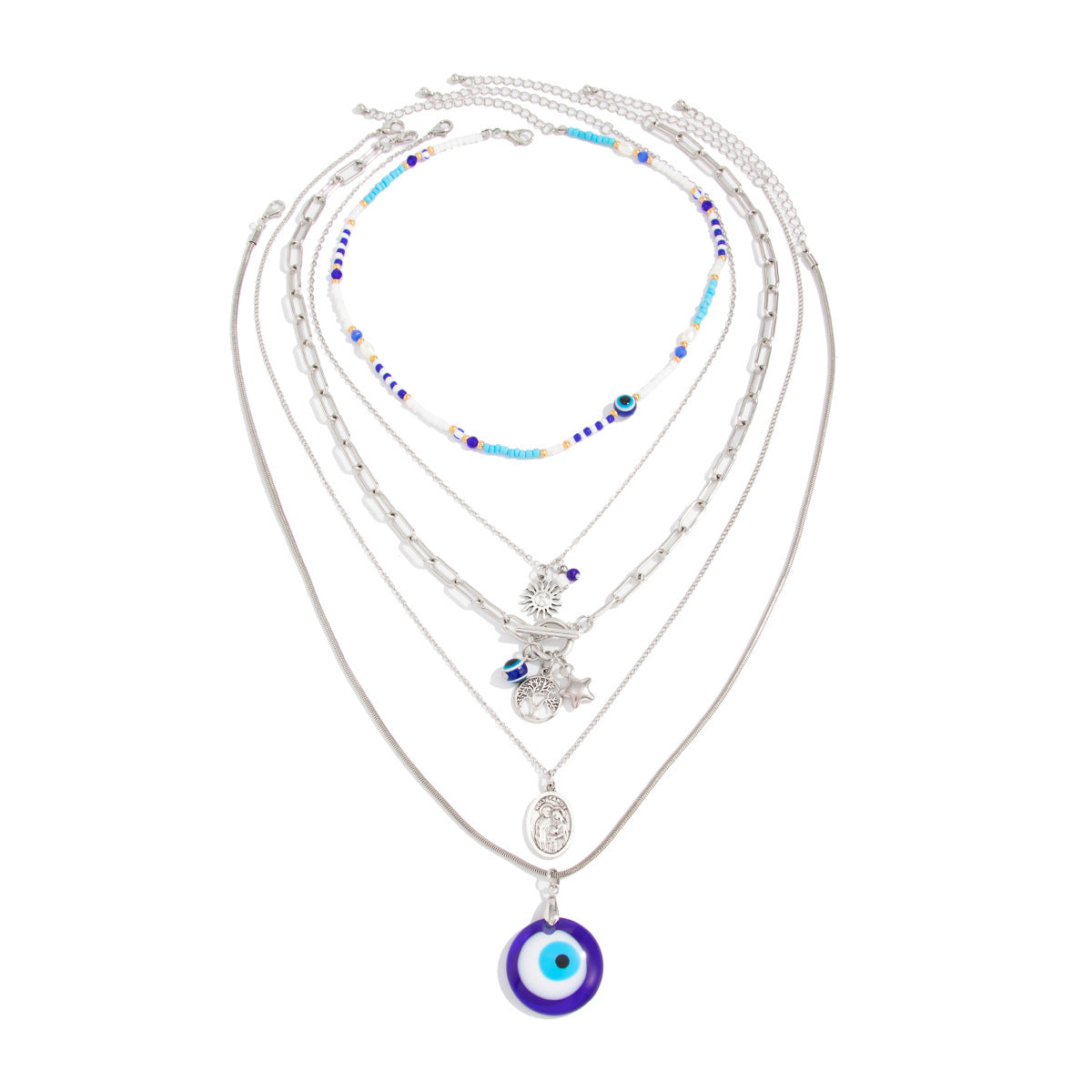 Vintage Ethnic Geometric Triangle Acrylic Beaded Necklace for Women