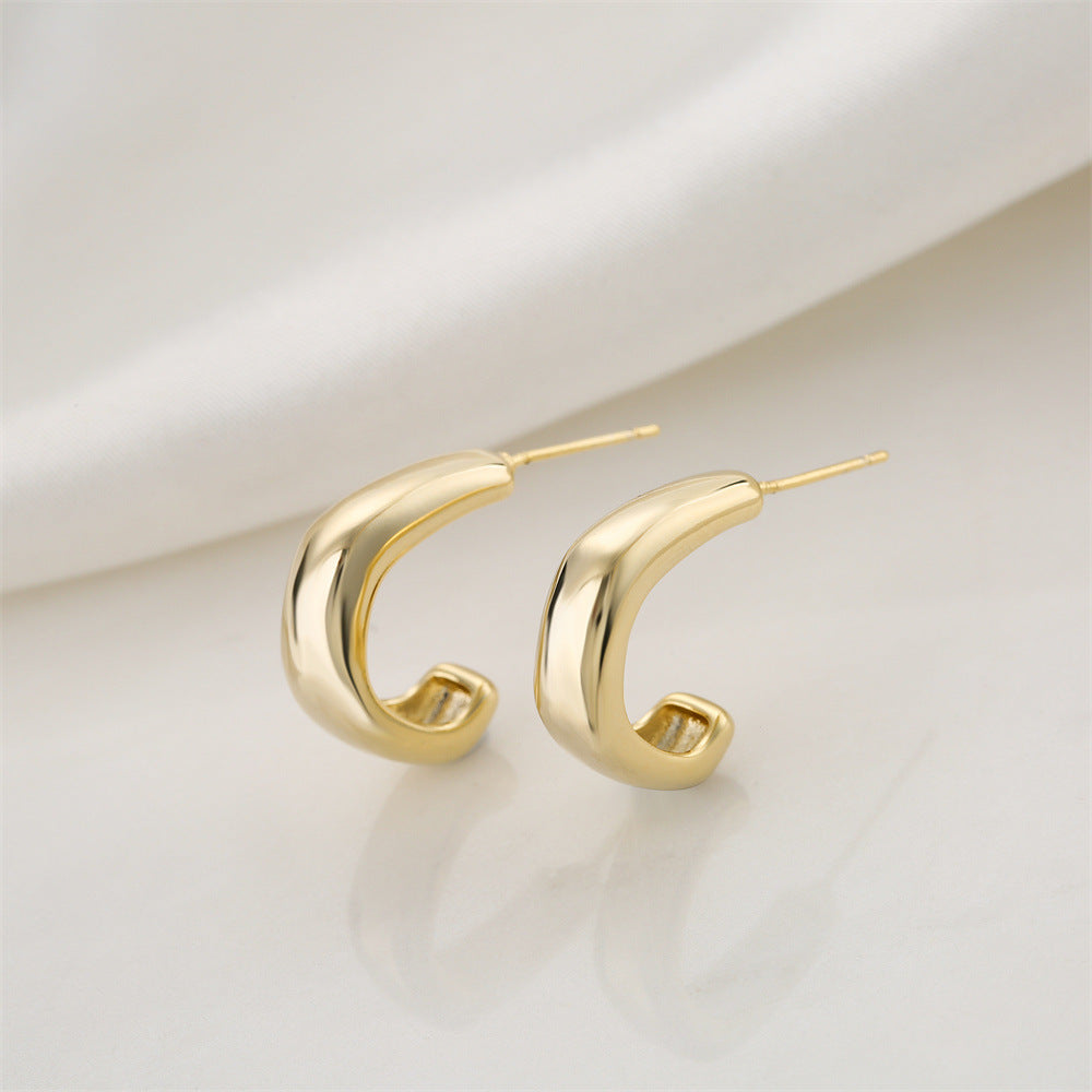 Minimalist Geometric Earrings in Copper with 14K Gold Plating and 925 Sterling Silver Posts for Women